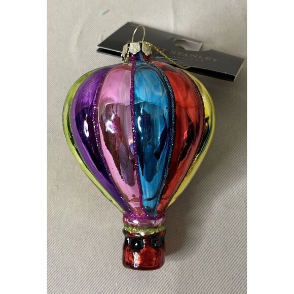 Robert Stanley Other - Robert Stanley Hot Air Balloon Glass Holiday Christmas Ornament NEW Glittery